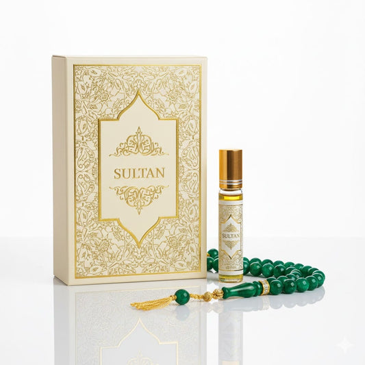 Sultan Ittar for Men 6ML Roll-On with Tasbeeh – Alcohol-Free Long Lasting Attar