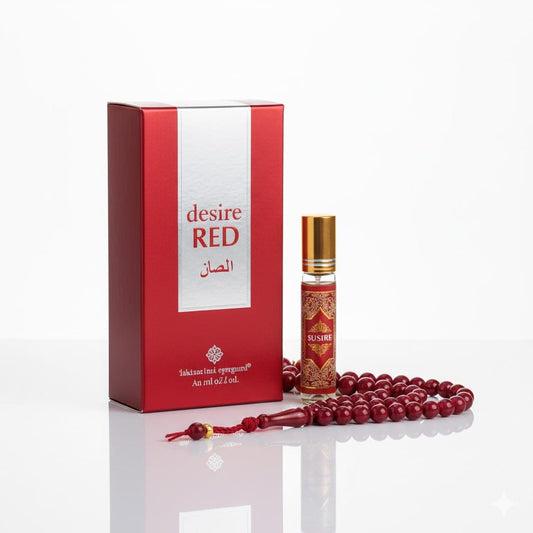 Red Desire Ittar for Men 6ML Roll-On with Tasbeeh – Alcohol-Free Long Lasting Attar